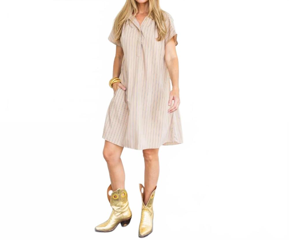 NEW CARYN LAWN emily dress in khaki stripe